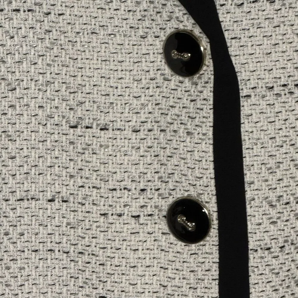 Kasper Tweed Contrast Black White 3 Button Women's Blazer Jacket Plus Size 18 - Picture 7 of 16